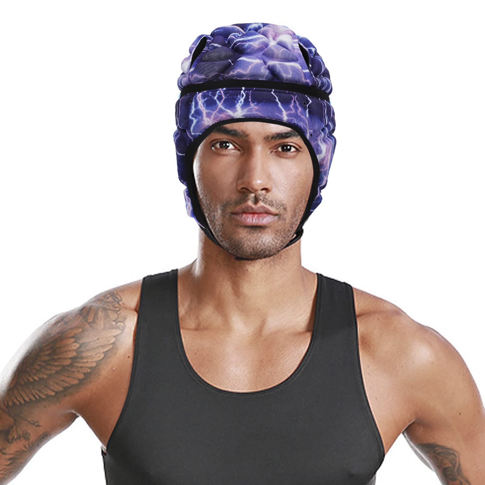 Soft Shell Padded 7v7 Rugby Headgear Adjustable Flag Football Helmet Soccer Goalie Headguard Goalkeeper Scrum Cap Foam Cotton Special Needs Autism Protective Head for Adult Youth Kids
