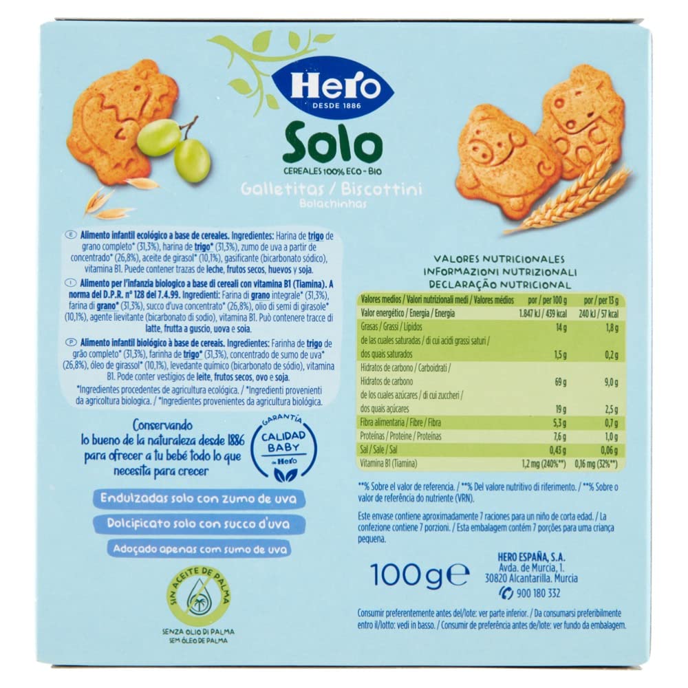 Hero Solo Galletas de Animales Infantiles Ecológicas Pack 5x100 g