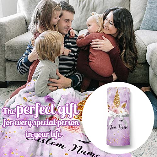 Image of Personalized Girls Blanket with Name for Kid Custom Large Blanket for Teen