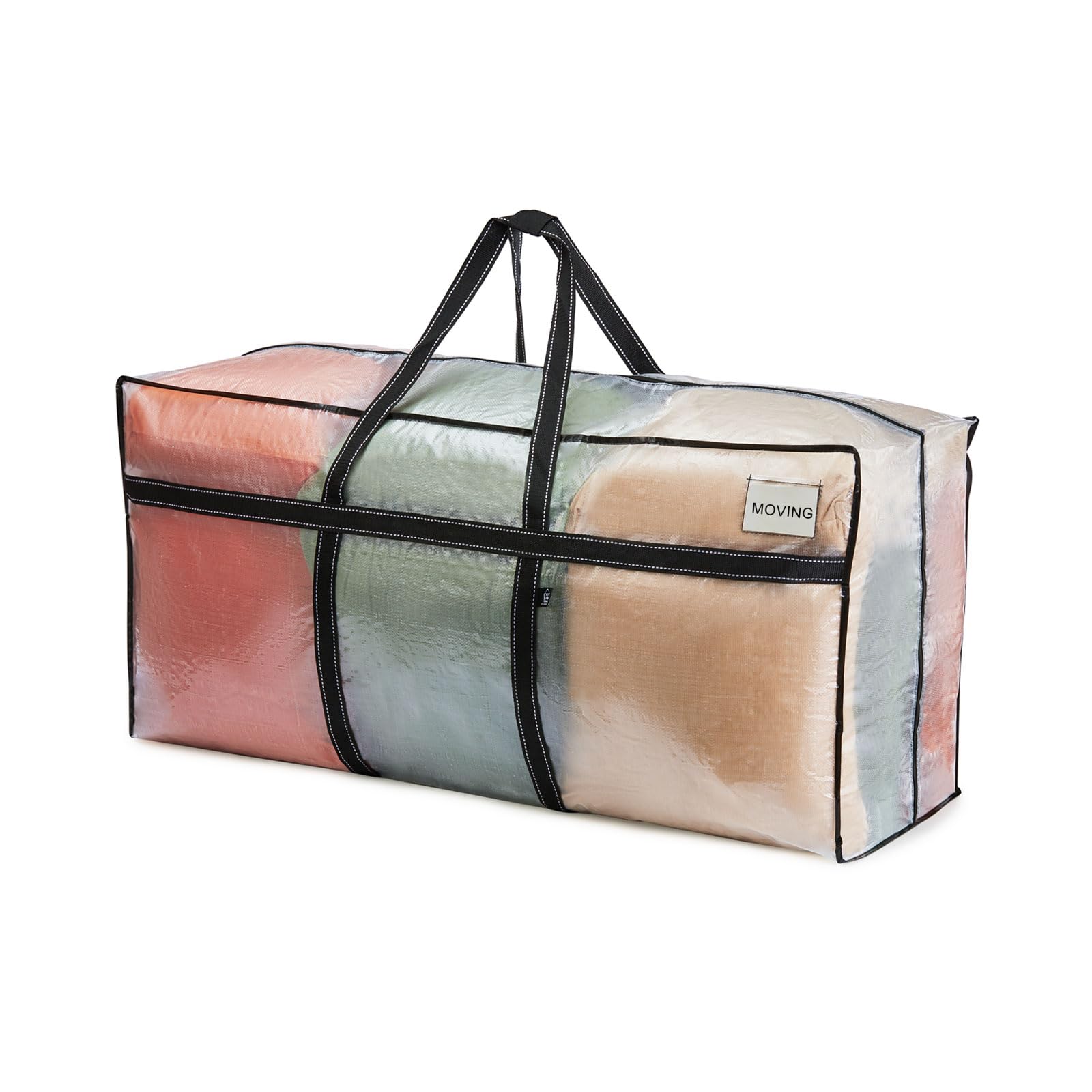 VENO 1 Pack Extra Large Moving Bags, Heavy Duty Storage, Moving Boxes, Large Storage Bins with Lids Alternative for College, Christmas Tree, Packing Supplies Essentials (Clear, 1 Pack)