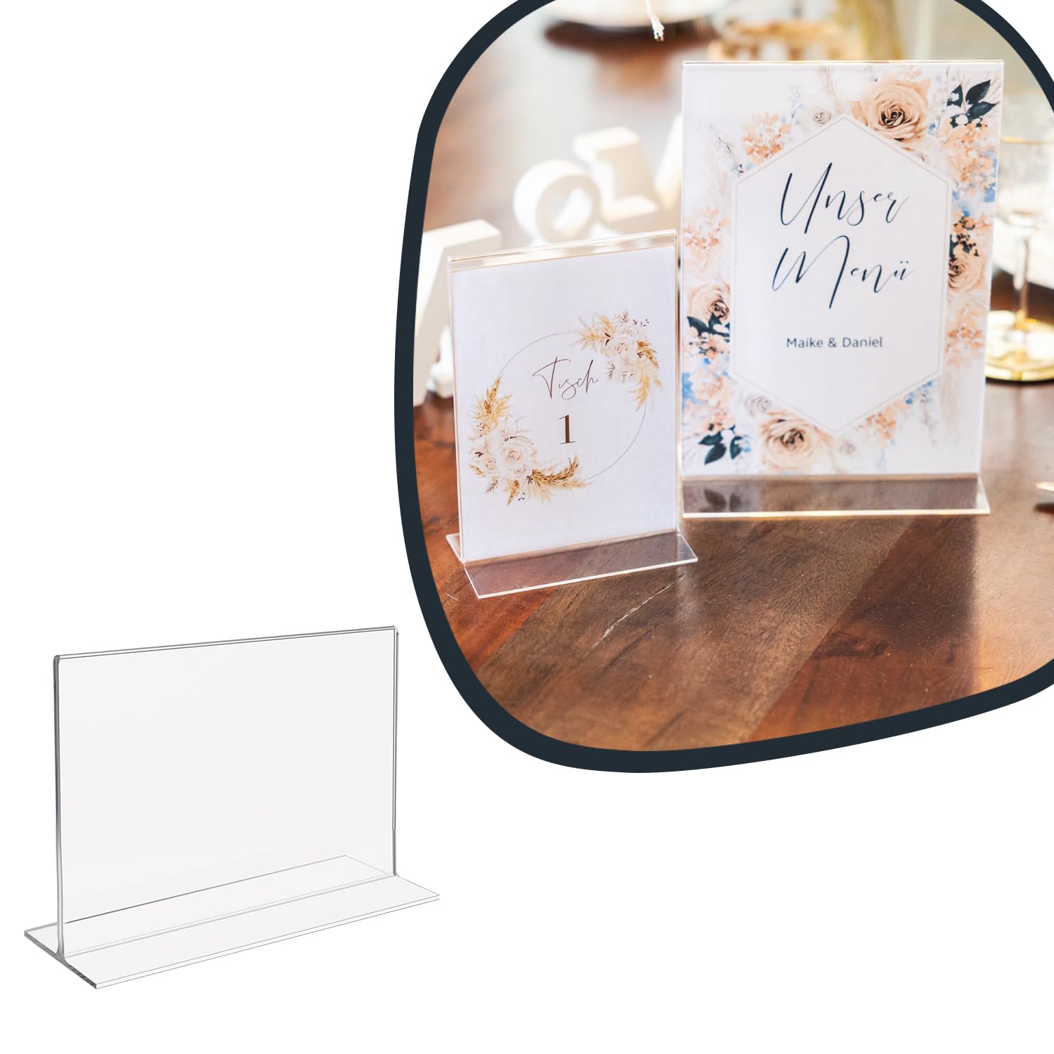 HMF 46924 Acrylic Menu Holder upright, 1 Piece, DIN A5, Landscape - Image 2