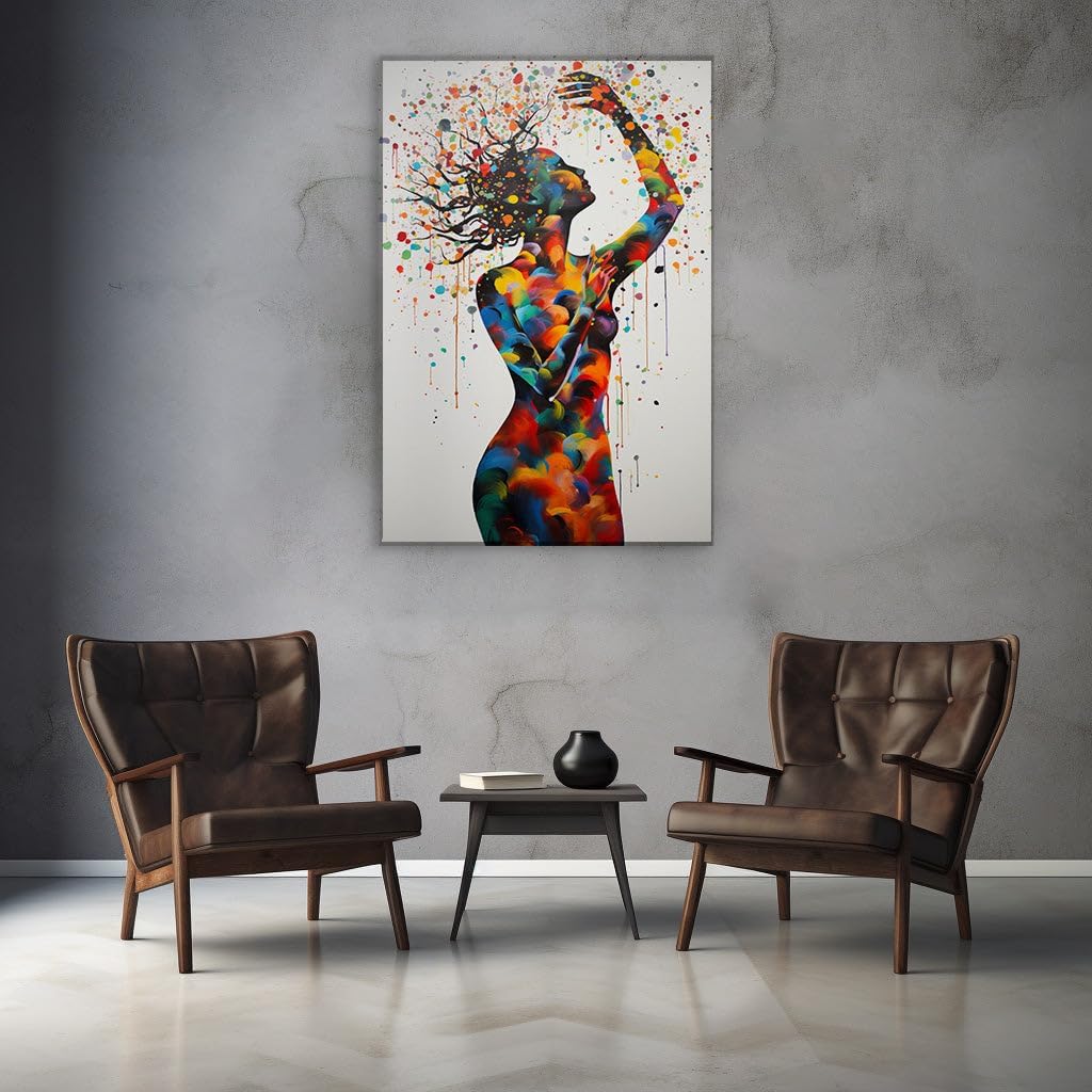 Canvas for Living room. Unleashing Ecstasy: A Vivid Celebration of Artistic Freedom and Joy, 27 x 18 inch Canvas Wall Art - Contemporary Masterpieces - Modern Home Decor