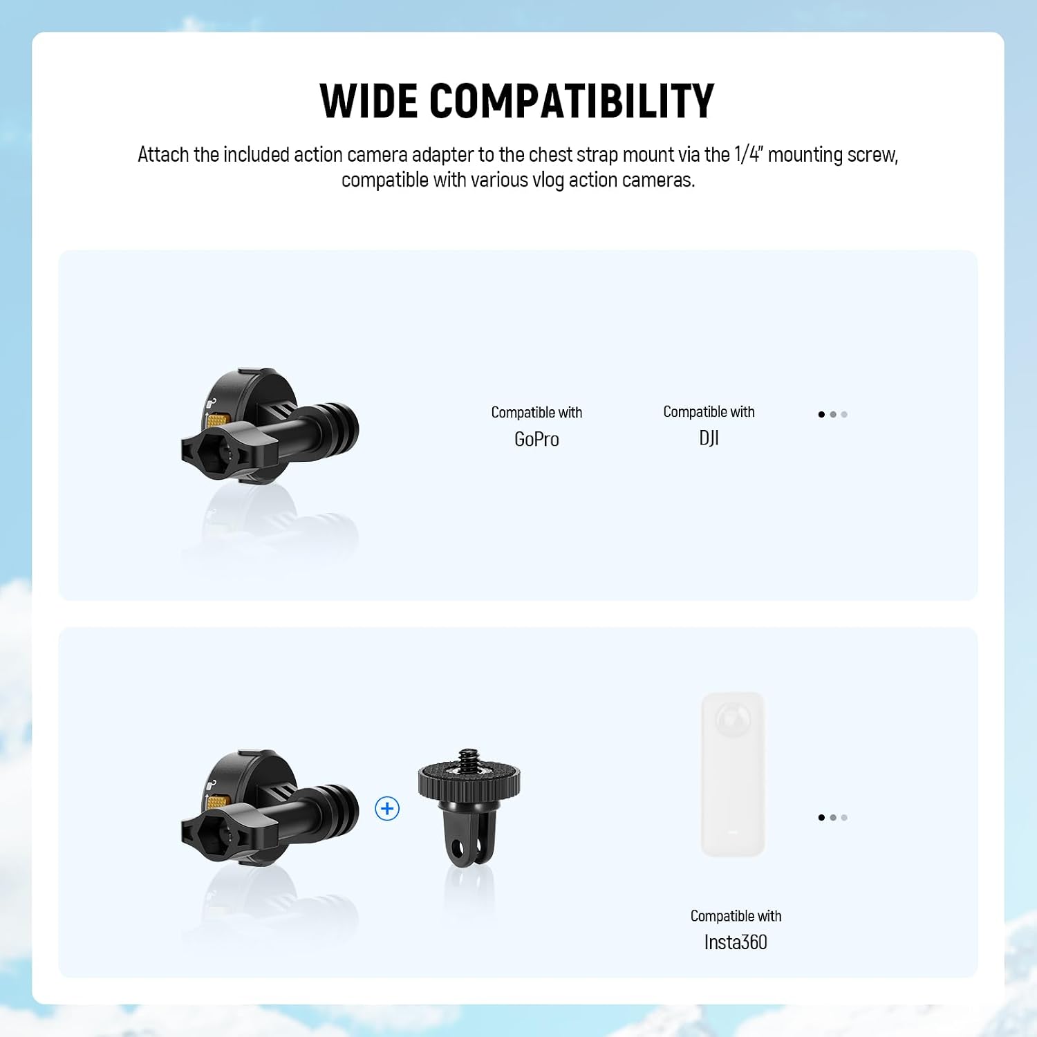 NEEWER Chest Mount Harness for Action Camera,Adjustable Hand Free Chest Strap Compatible with GoPro Hero DJI Osmo Insta360,Magnetic Release Action Camera Chest Mount for Point of View Video Vlog,GP25