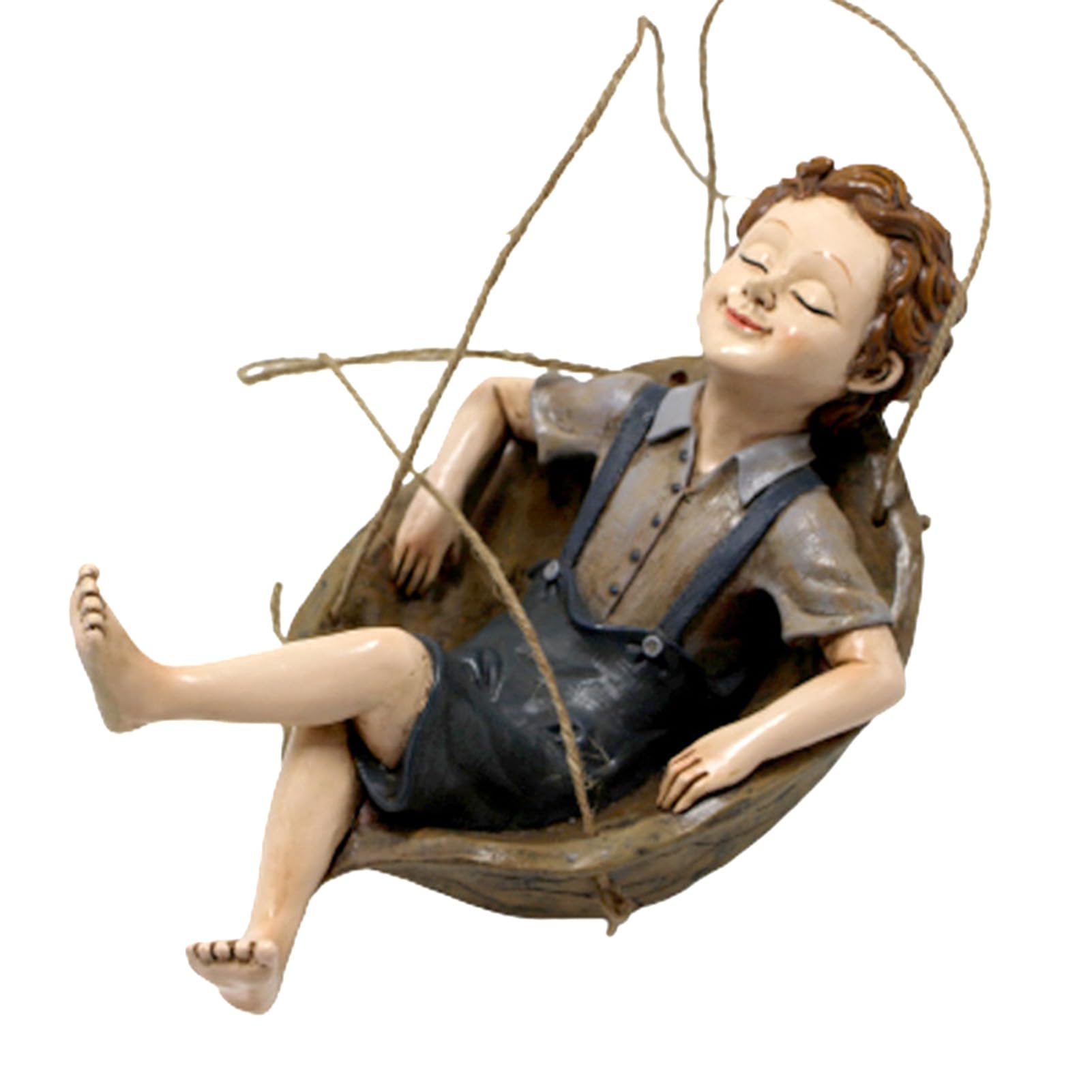 Zisemeil Swing Statue Tree Hanging Ornament Sleeping Boy Look Swinging Figurine Sculpture Decor for Outdoor Garden Courtyard