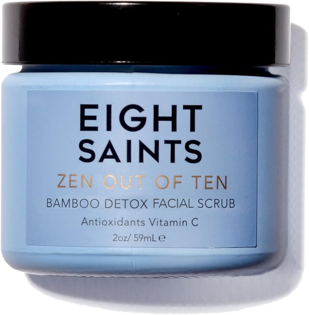 Zen Out Of Ten Bamboo Detox Face Scrub Exfoliator, Daily Exfoliating Facial Scrub With Bamboo Fibers to Unclog Pores, Blackheads, Blemishes, and Dull Skin, with Vitamin C & Aloe Vera, 2oz