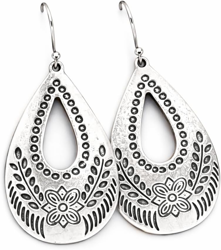 Floral Teardrop on Sterling Silver Earrings Handmade Sundance Dreams Designs