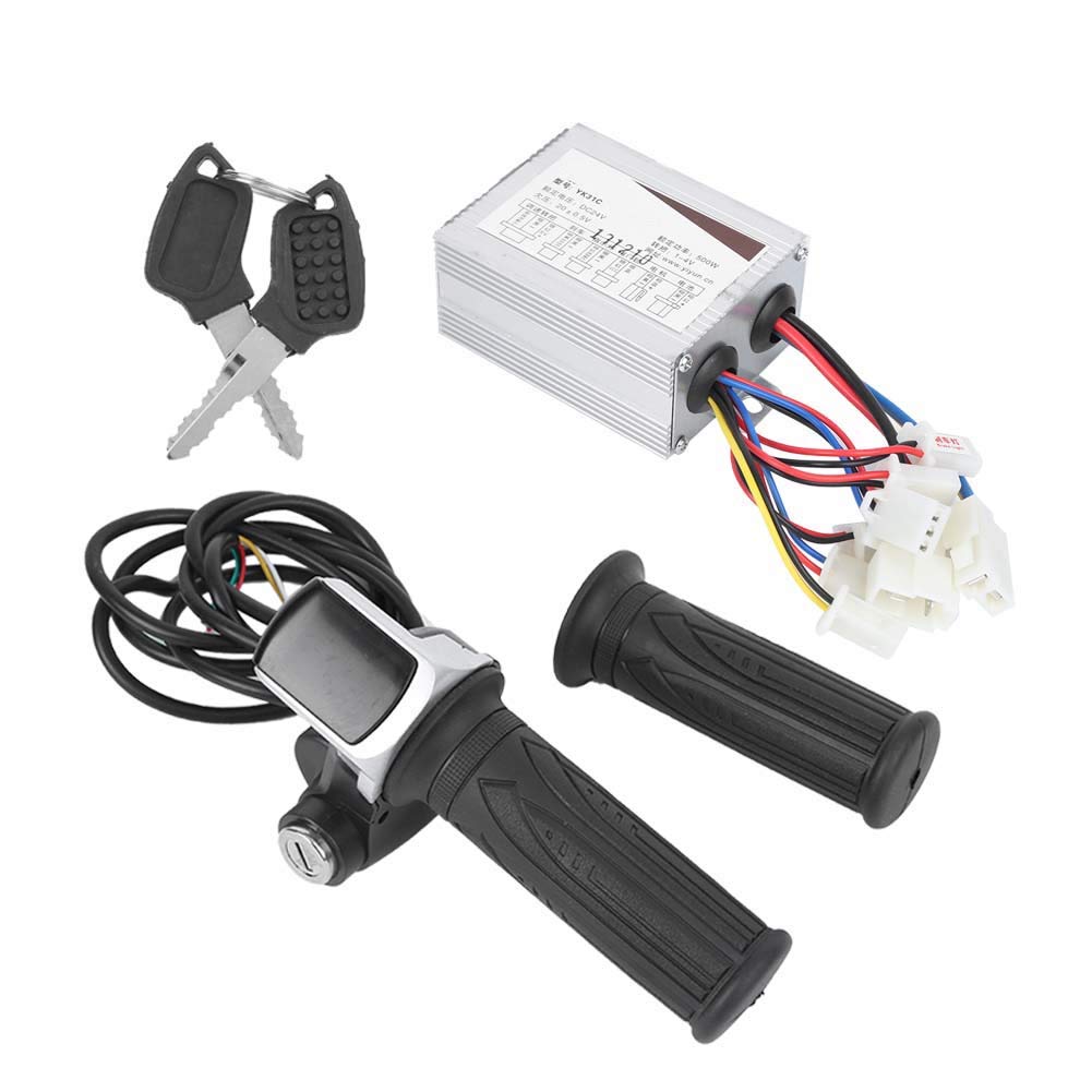 Poignée d'accélérateur de vélo électrique 24V 500W, Accessoire de contrôleur brossé avec 9 lumières et Verrouillage