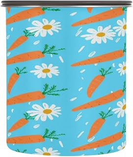 Carrots and Daisies Coffee Canister 30oz Stainless Steel Airtight Food Storage Container with Lid for Beans/Cereal Preserval