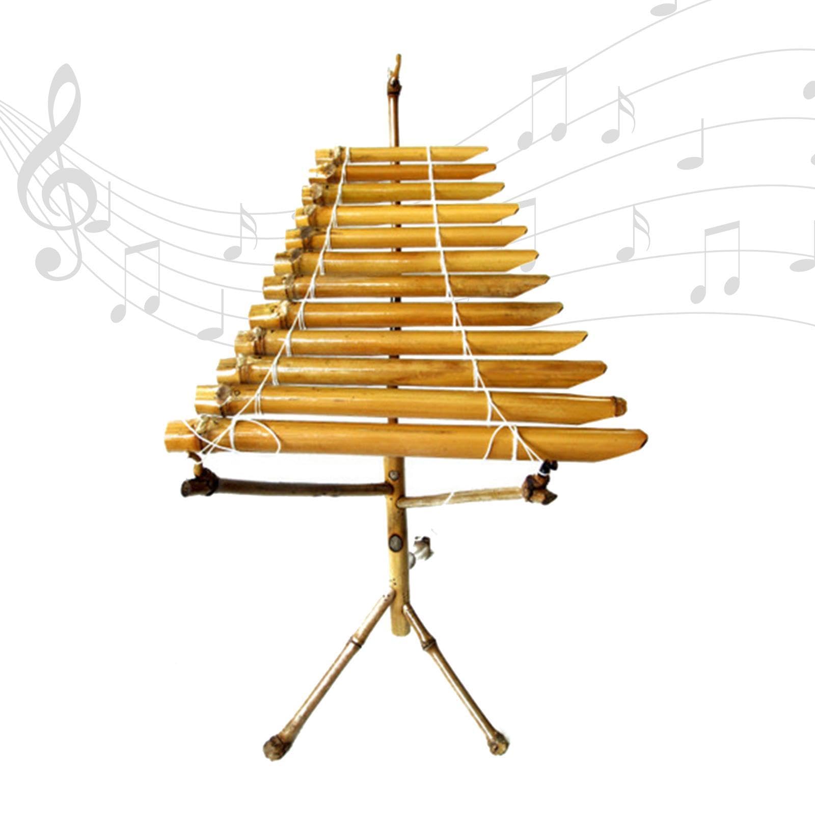 T’rung Xilófono Artesanal Instrumento Vietnamita Tradicional de Percusión con Estructura de Bambú Adecuado para Adultos Niños Escenario