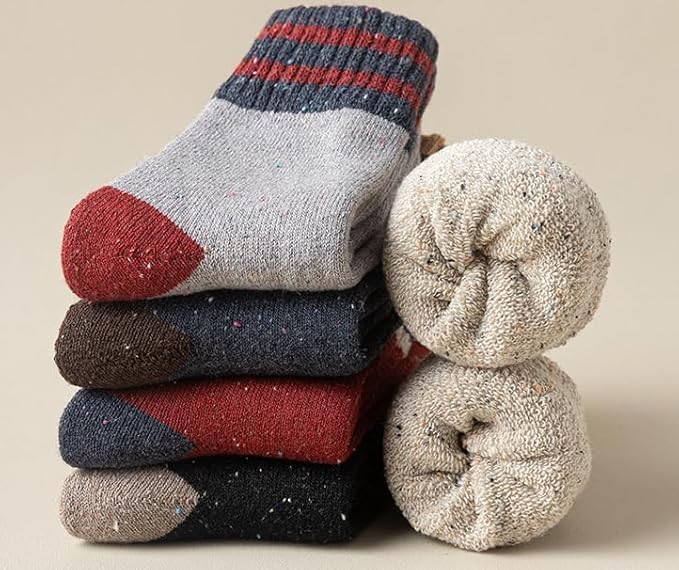 Image of Kelabia Vintage Thick Knit Wool Socks for Women Men Nordic Winter Cottagecore Warm Soft Socks