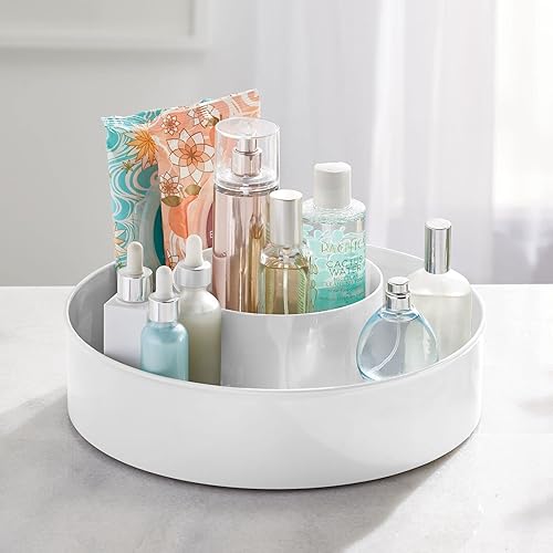 Miniatura 2 de mDesign Lazy Susan - Bandeja redonda de almacenamiento giratoria de plástico organizador giratorio de carrusel de 360 grados para maquillaje,