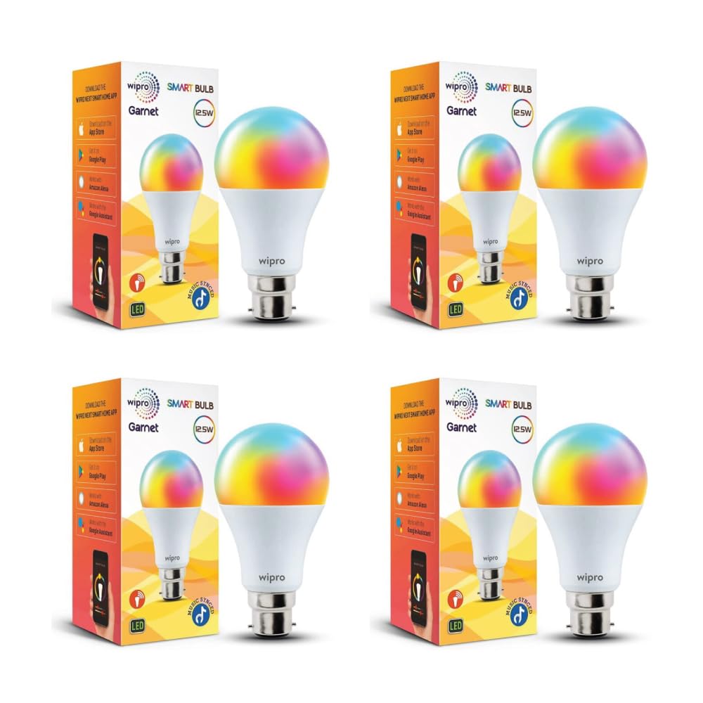 wipro Wi-Fi Smart LED Bulb, B22 (Pack of 4) at ₹2,214 – Amazon