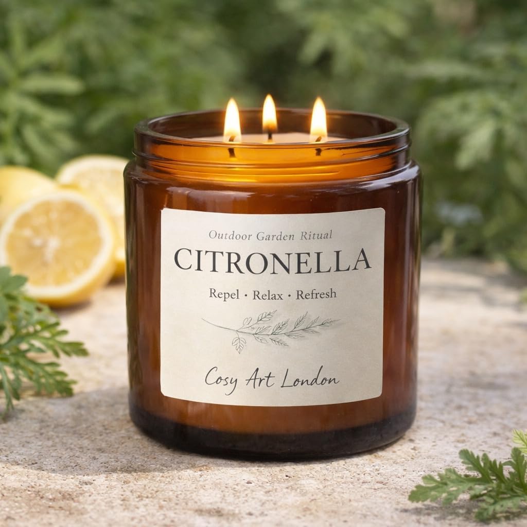 Natural Soy Wax Candle in Amber Glass