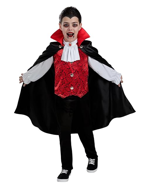 Funidelia Disfraz de Conde Drácula para Niño con pantalón, camisa con chaleco y capa, Traje de Vampiro…