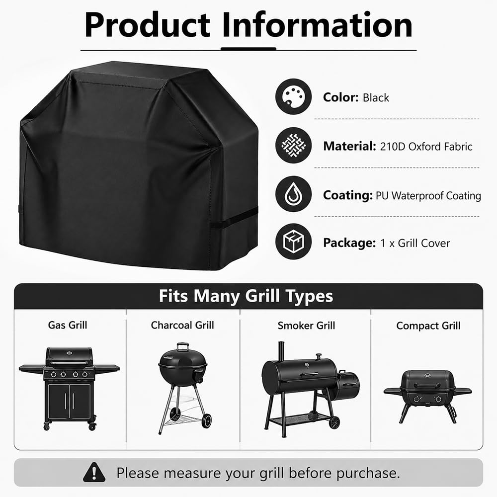Copertura Barbecue per Weber Genesis E-325W 2025 2026+, Impermeabile 210D Oxford BBQ Copri Polvere Sole Pioggia Giardino Terrazzo Coulisse Regolabile