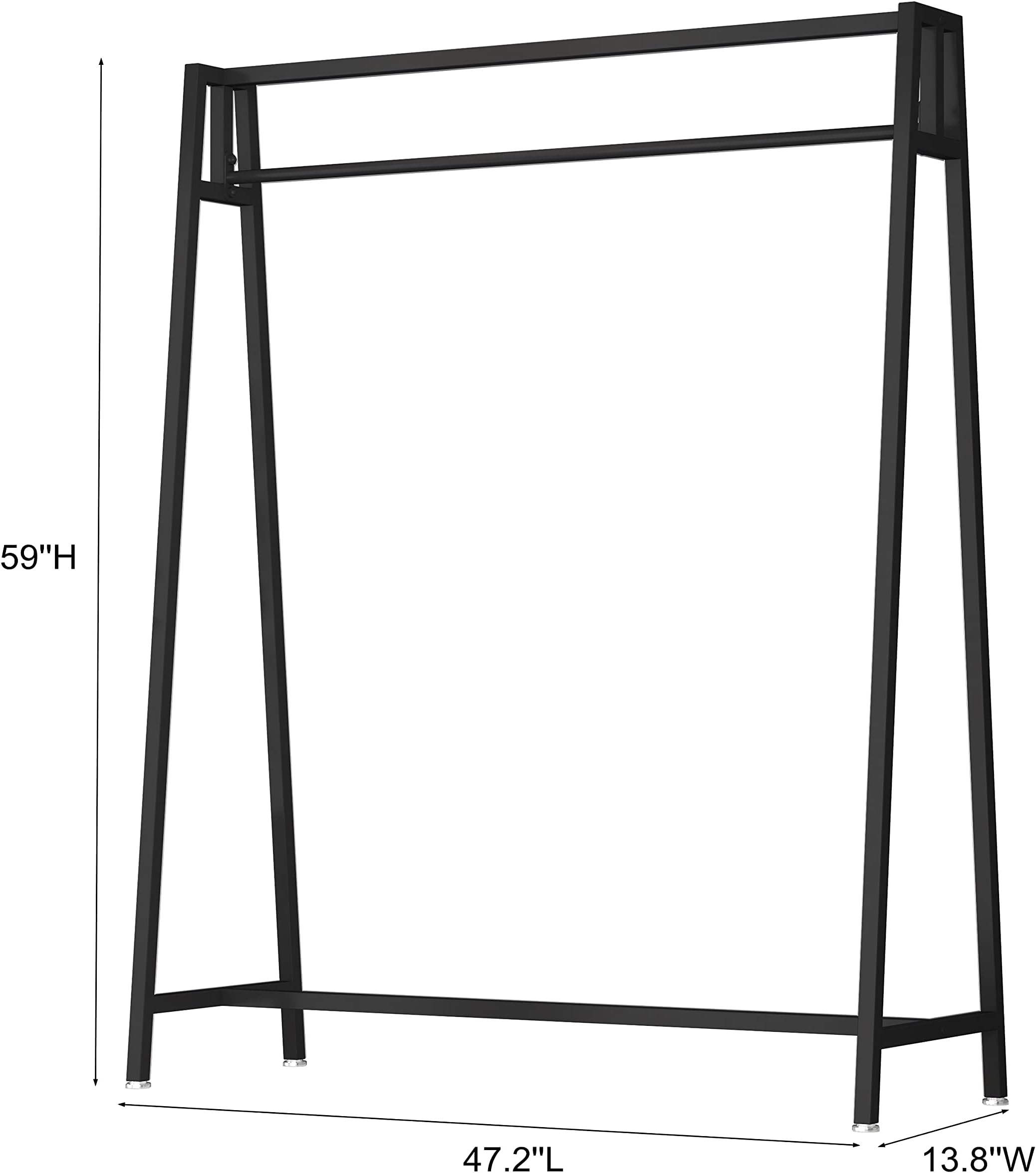 HOMEKAYT Black Metal Clothing Racks for Hanging Clothes, Modern Garment Rack Heavy Duty Display Rack for Home and Clothing Store 47''L-Black