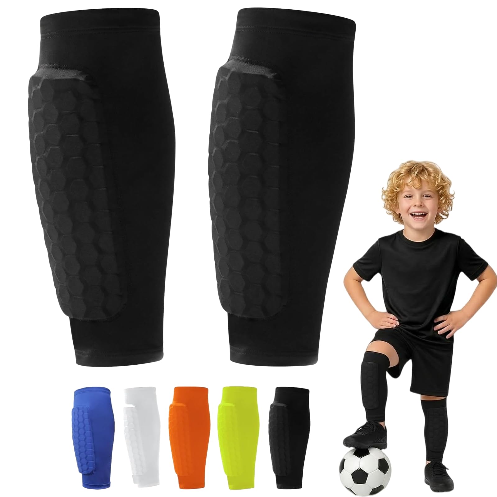 Protege Tibia Foot, Antichoc Shin Defender Guards, Shin Guards Manchon de Protection des Mollets, Protège-Tibias Respirants et Antidérapants, pour Enfants, Adolescents et Adultes