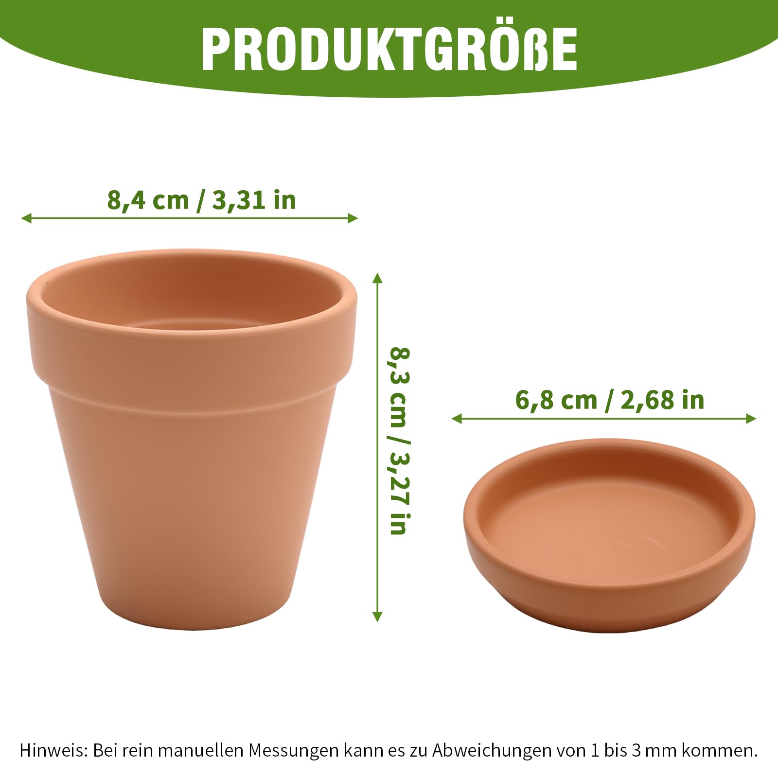 Hoypeyfiy 8 mini vasi in terracotta, 8 x 8 cm, con sottovaso e foro di scarico, per regali di nozze botanici