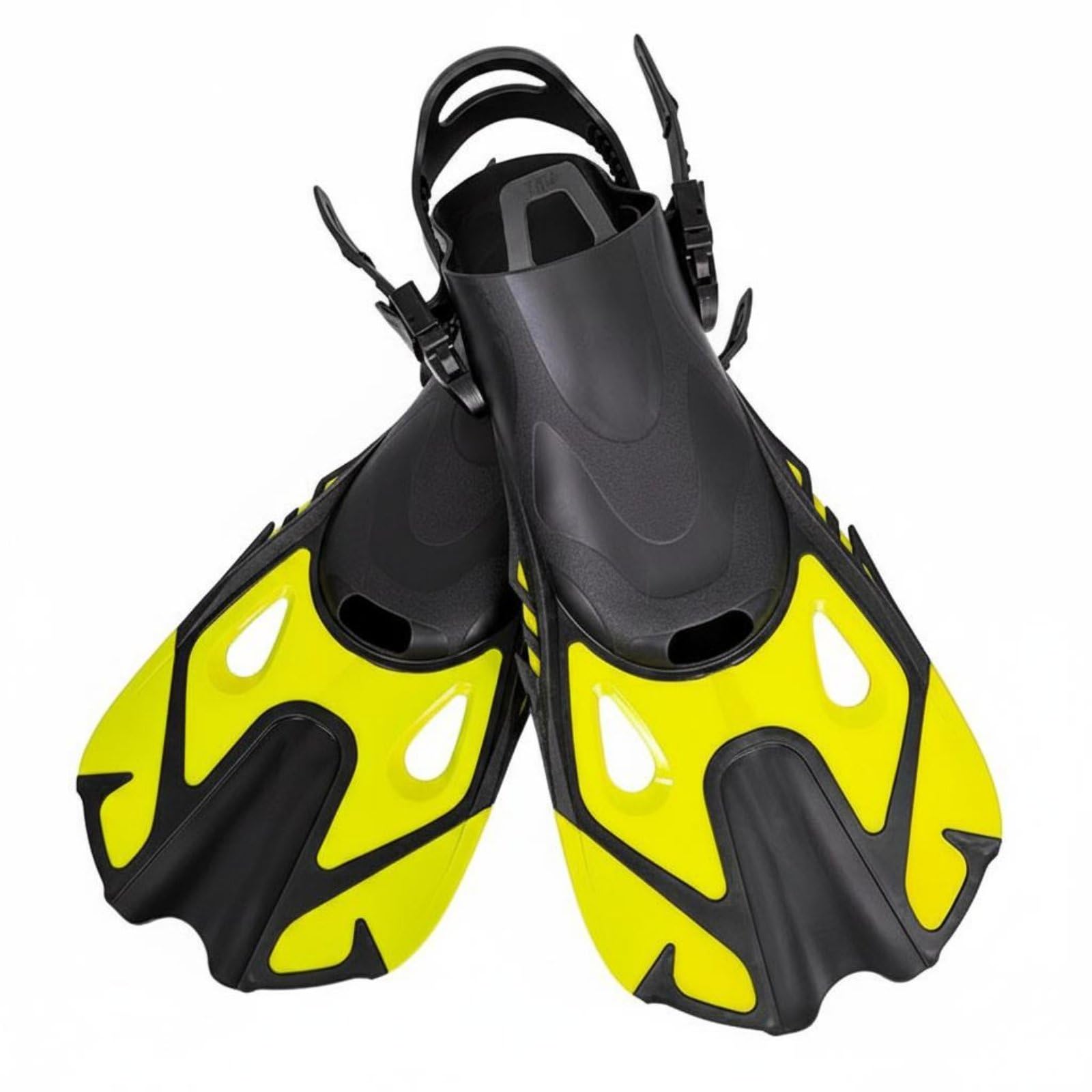 Tauchflossen Schnorchelflossen Schwimmflossen Trainingsflossen mit Kurzer Klinge für Kraftsparendes Gleiten Flexible Passform mit Verstellbarer Ferse