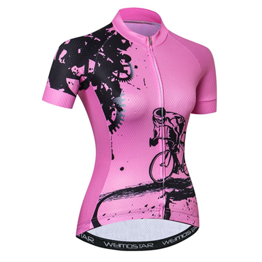Weimostar Women's 512 Cycling Jersey Mountain Bike Jersey Shirts Short Sleeve Road Bicycle Shirts Breathable Mtb Tops Summer Clothing Team Black Size L