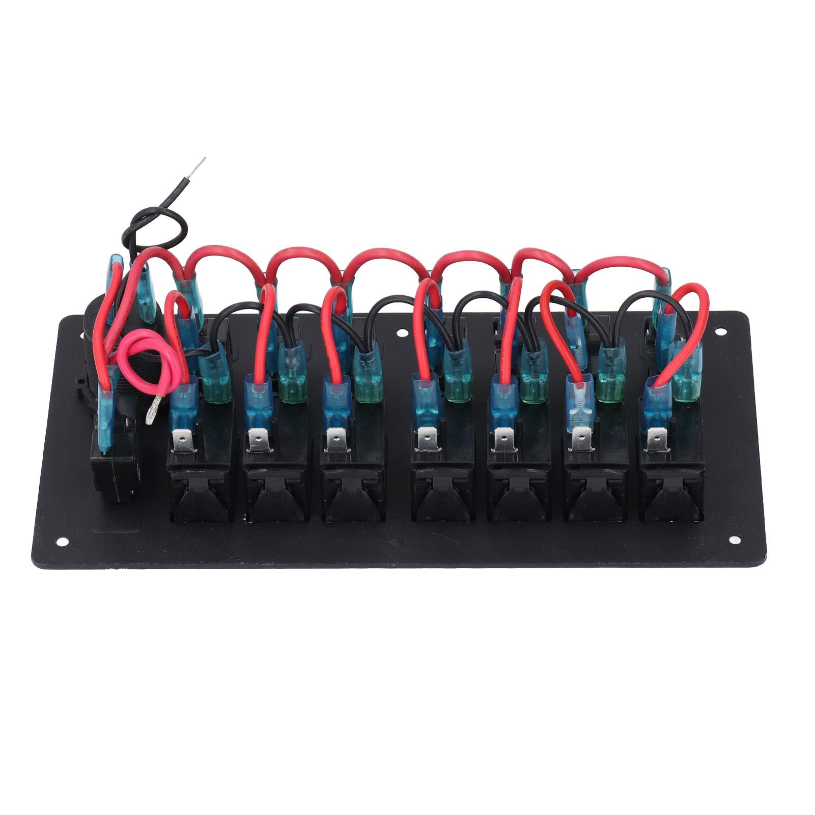 Pannello Interruttori a Bilanciere a 7 Gruppi, 5A X 4 10A X 2 15A X 2 Interruttore a Bilanciere per Barche in Alluminio Impermeabile IP65 con Protezione da Sovraccarico, Pannello