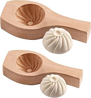 novelty-cake-pans, Wooden Baozi Mold Set, 2 PCS Large and Small Handmade Dumpling Molds, Classic Steamed Bun Press, Easy Dough Shaping Tool for Chinese Bao, Xiaolongbao, Home Kitchen Baking