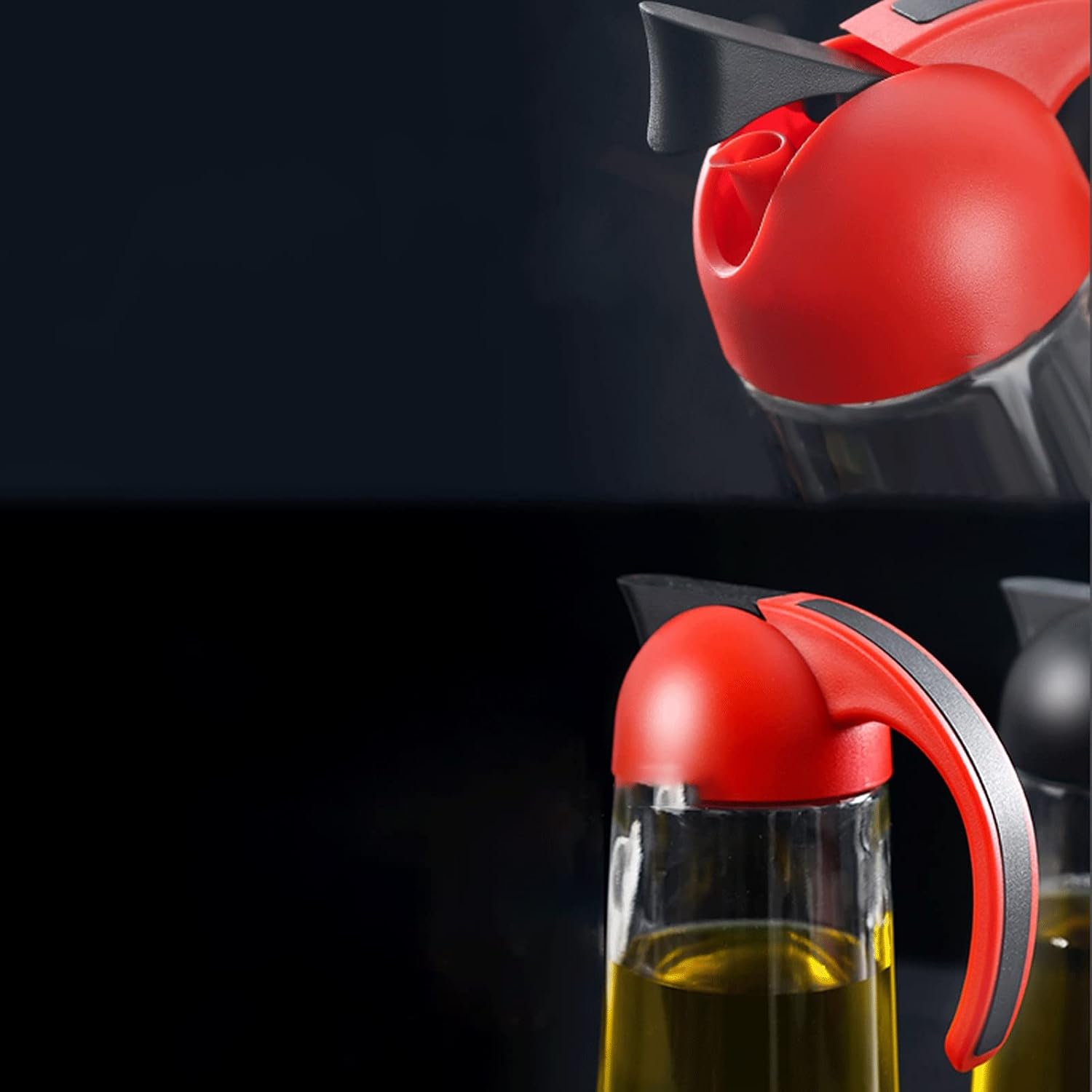 Oil Auto Flip Oil Dispenser,Leakproof Condiment Container with Automatic Cap and Stopper,Non-Drip Spout