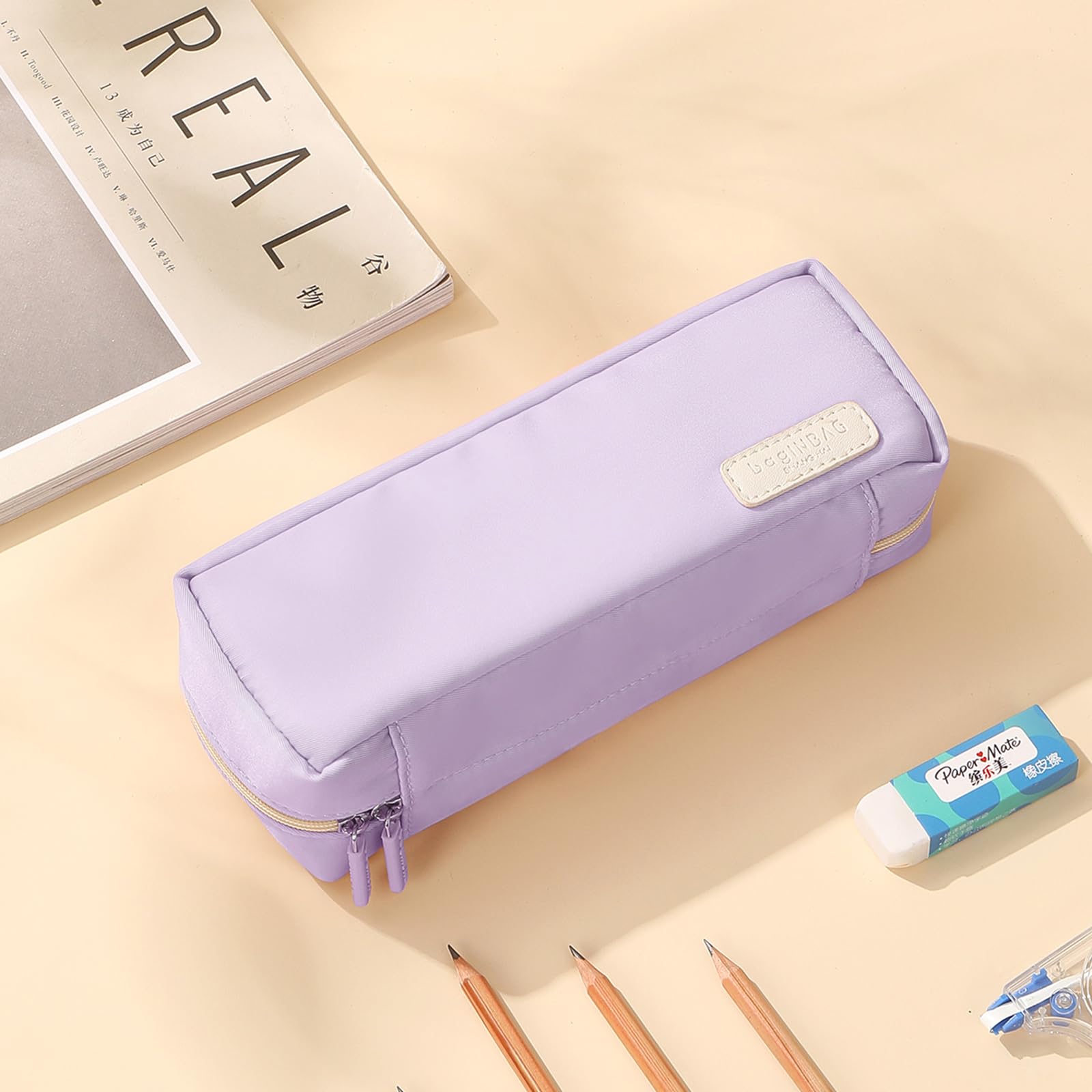 QIANPA - Estuche organizador pequeño con cremallera, bolsa ligera estética, bolsa morada para hombres y mujeres