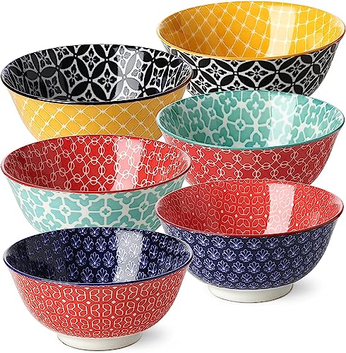 Dowan Ceramic Salad Bowl, 32 Oz Deep Soup Cereal Bowls For Kitchen, Large Bouillon Cups Snack Bowls, Decorative Serving Bowls Set For Salad, Pasta, Ramen, Pho And Noodle, Home Decor Gift, Set Of 6 #TOP22