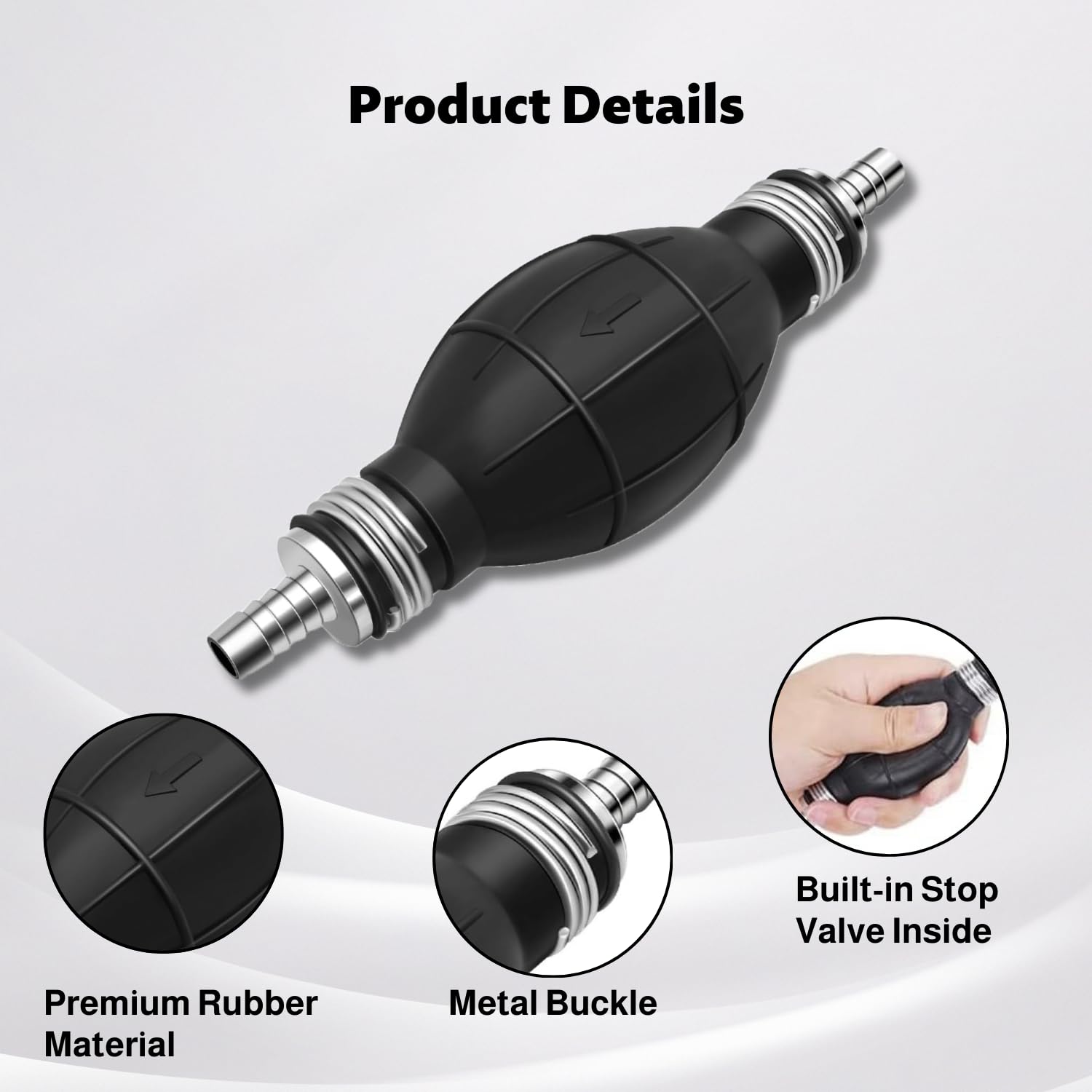Pompe à Siphon Manuelle 8mm - Pour Essence, Diesel, Eau, Huile - Transfert Liquide Facile - Aquarium Etc