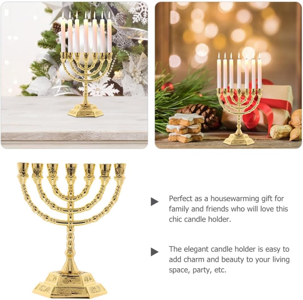 VOSAREA Branch Menorah Candle Holder Elegant Religious Candlestick for Home Decor Weddings and Festivals High for Tealights and Shabbat Celebrations