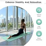 Tapis de yoga en caoutchouc écologique non glissant avec lignes d'alignement pour les femmes & Hommes , Couleur de croisière , Mat d'exercice sans latex pour la maison , Pilates & Fitness par ENERGI CORE