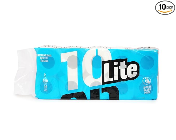 Buy 10on Lite 2 Ply Toilet Paper Roll,200 pulls each roll – Pack of 10 Rolls(Total 2000 Pulls) at Rs. 368