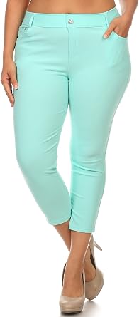 YELETE Women's Classic Solid Capri Jeggings Soft & Stretchy Tights