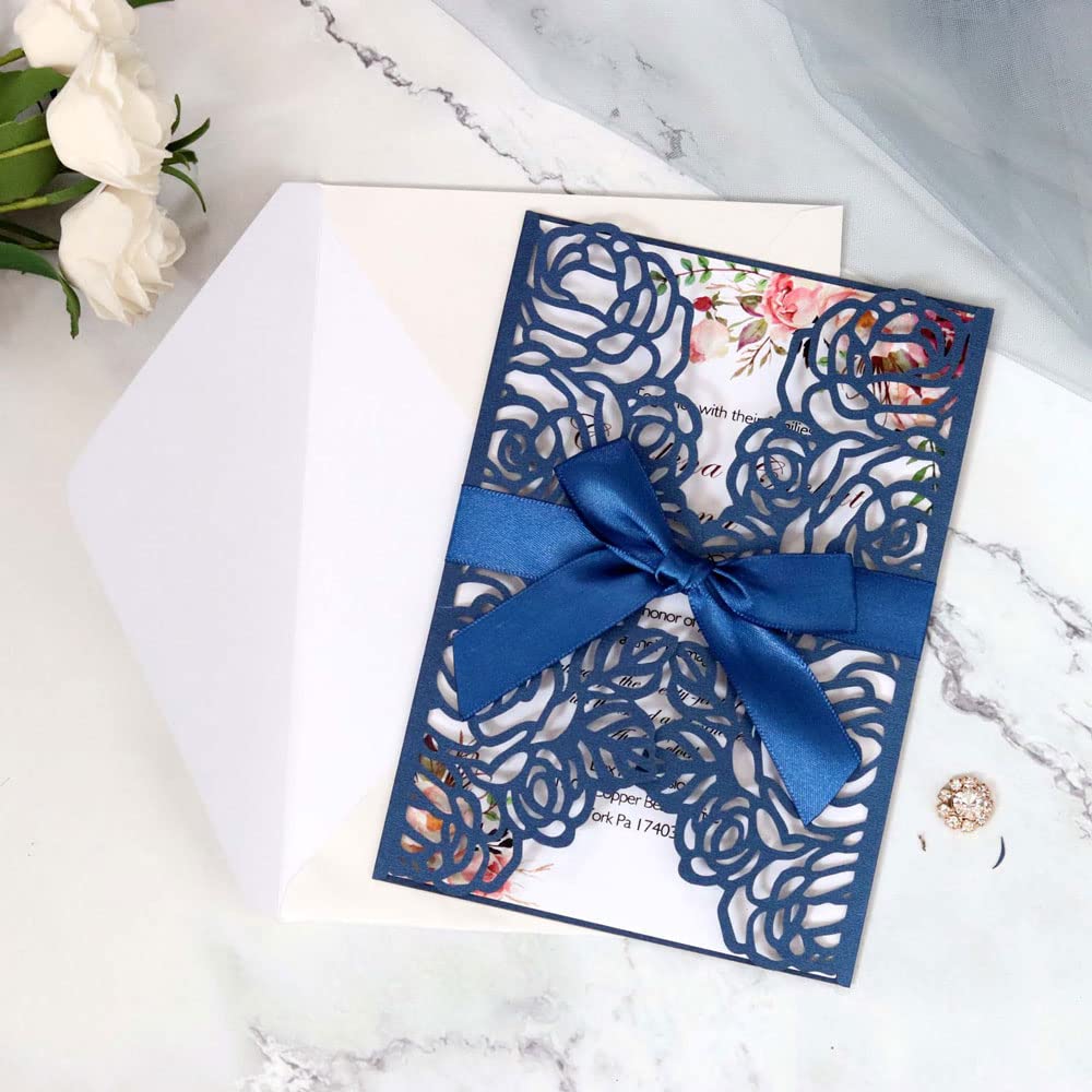 Cartes d'invitations de mariage découpées au laser prêtes à imprimer