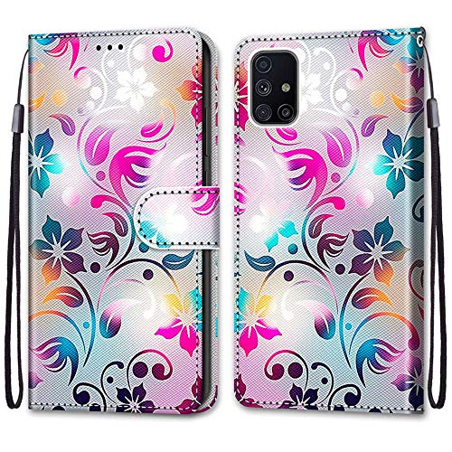 Mo-Somnus Funda para Samsung Galaxy M51, Funda Cartera Funda Libro Caso Piel PU con Tapa Magnético Billetera Flip Carcasa Cuero [Protección Completa] [Ranura para Tarjeta] (Flor 1)