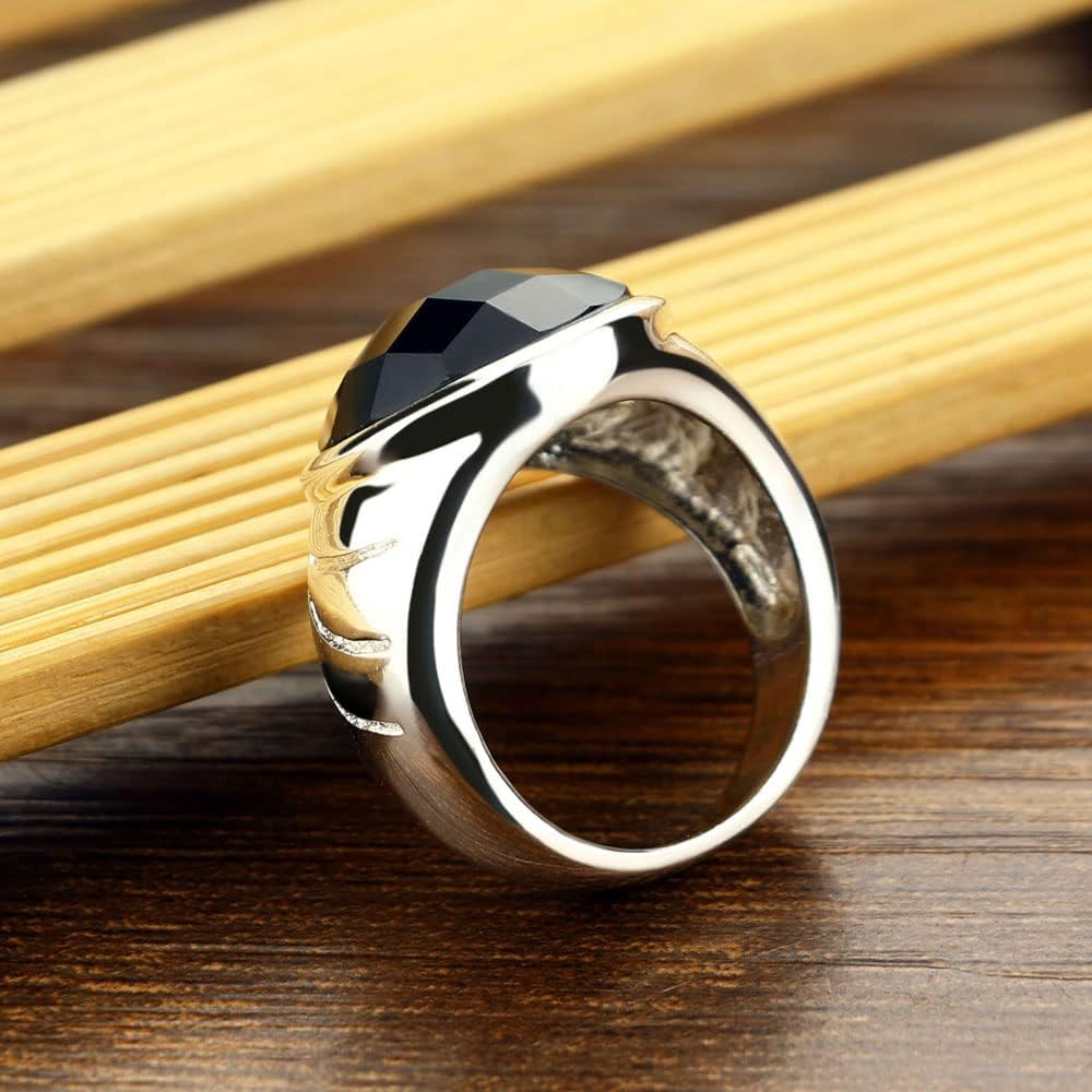 925 Sterling Silver Black Agate Ring, Large Onyx Ring, Vintage Handmade Men's Ring, Christmas Birthday Father's Gift Size 6-13 - Image 7