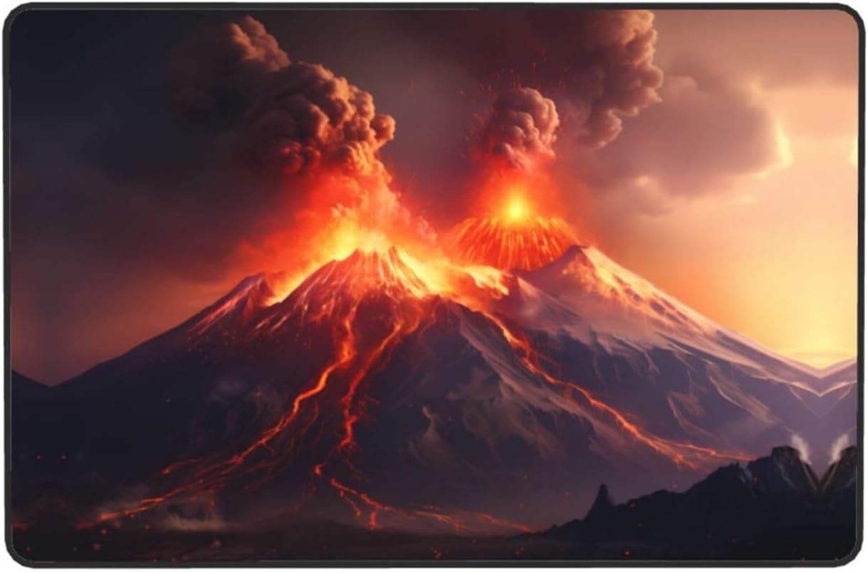 Volcanic Eruptions Pattern Anti-Slip Floor mat Carpet Rug 72"x48" for Living Room Office Coffee Table Bed Balcony