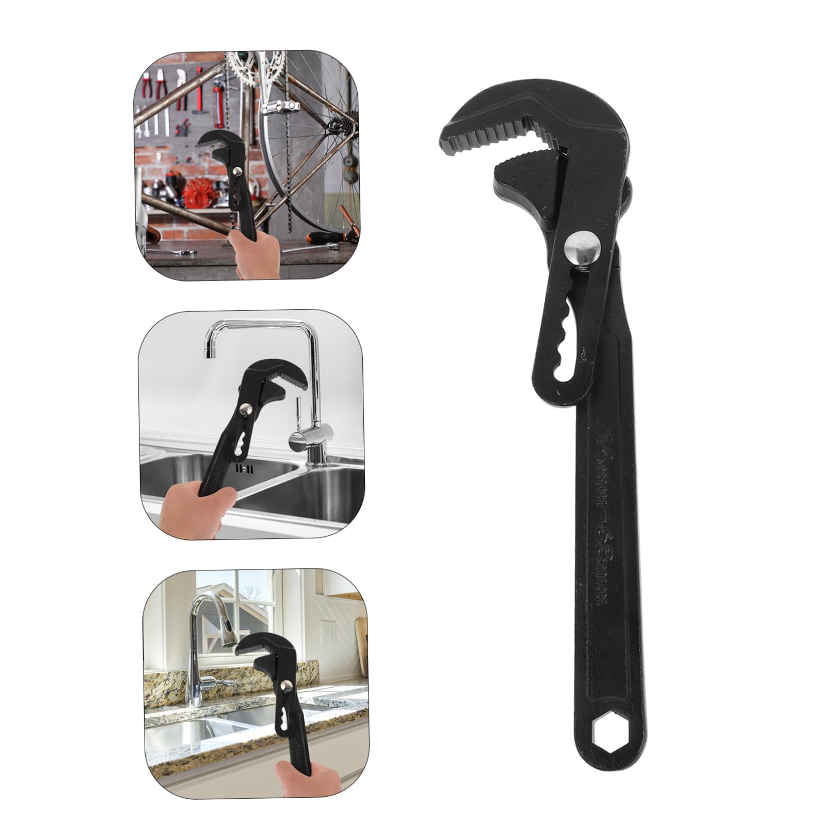 Llave Ajustable Multifuncional Negra Para Fontanería Herramienta Versátil Para Reparación y Montaje De Tuberías De Baño Con Agarre Seguro y Diseño Robusto