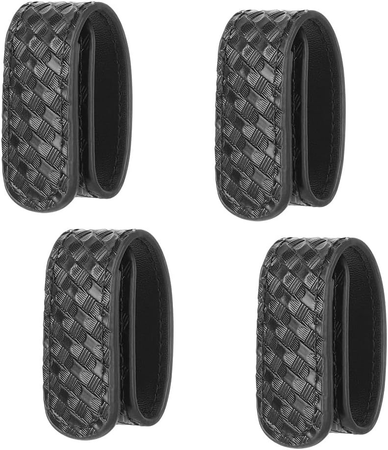 KRYDEX Duty Belt Keepers Set of 4, Black Belt Keepers with Double Snaps, Fits 2" & 2.25" Wide Duty Belts, Basketweave Heavy Duty Uniform Belt Accessories for Police, Law Enforcement & Security