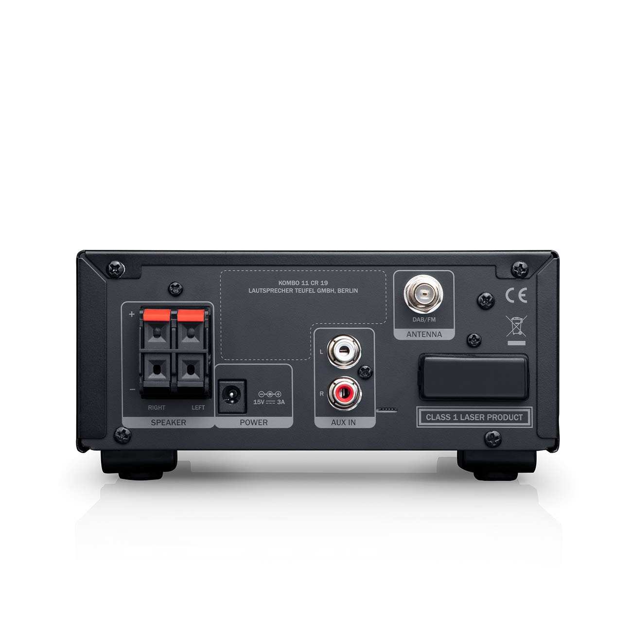 Teufel Kombo 11 Mini-Stereo-Anlage Stereo Lautsprecher Musik Sound Hochtöner Mitteltöner Bass Speaker DAB+ HiFi Soundanlage Schwarz, Auxiliary