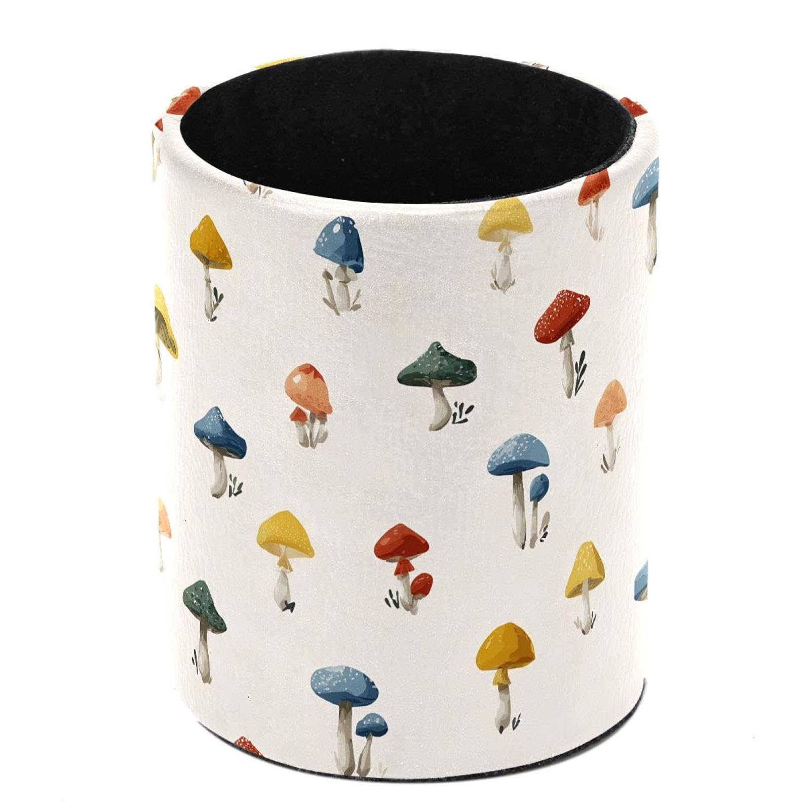 HEOEH Mushroom Pen Holder for Desk, PU Leather Pencil Holder Pen Cup Marker Holder Makeup Brush Holders, Desk Accessories & Workspace Organizers for Home, Office