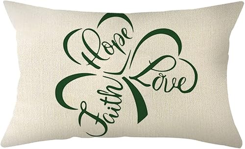 Miniatura 7 de Ogiselestyle Funda de almohada de trébol del día de San Patricio 18 x 18 pulgadas decoración de funda de cojín para sofá