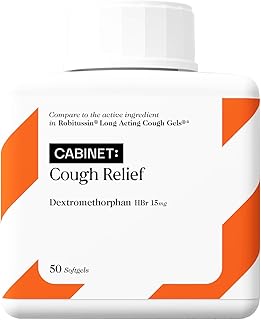 Cabinet Adult Cough Relief for Adults (50 Softgels) 8-Hour, Non-Drowsy, Long-Lasting Bronchial Suppressant | Dextromethorphan HBr | Ages 12+