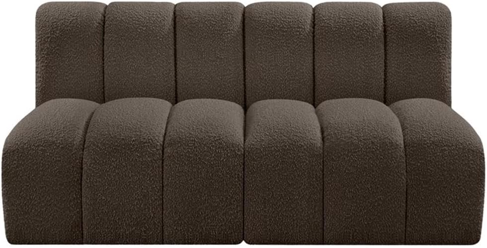 BOWERY HILL Modular Sectional Sofa, 60" W x 31" D x 30" H, Brown Boucle Fabric, Deep Channel Tufting, Contemporary Design, Versatile Living Room Seating or Den Furniture