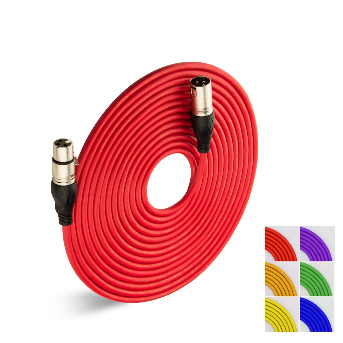 Cable XLR 3m 6 couleurs Cable Microphone XLR Male Femelle Compatible avec Microphone Enceinte Caméra Table de Mixage Amplificateur Audio Studio Enregistrement