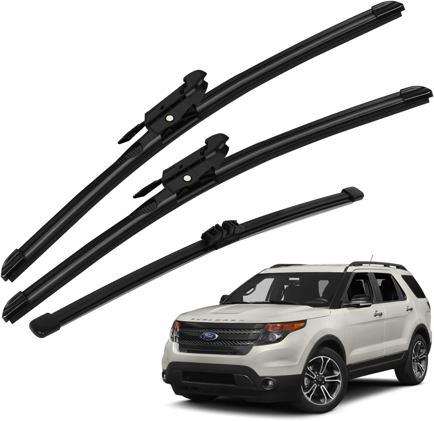 EAST FOREST Original Front and Rear Windshield Wiper Blade Replacement Pinch Tab 26"+22"+11" for 2011-2017 Ford Explorer All Weather (Set of 3)