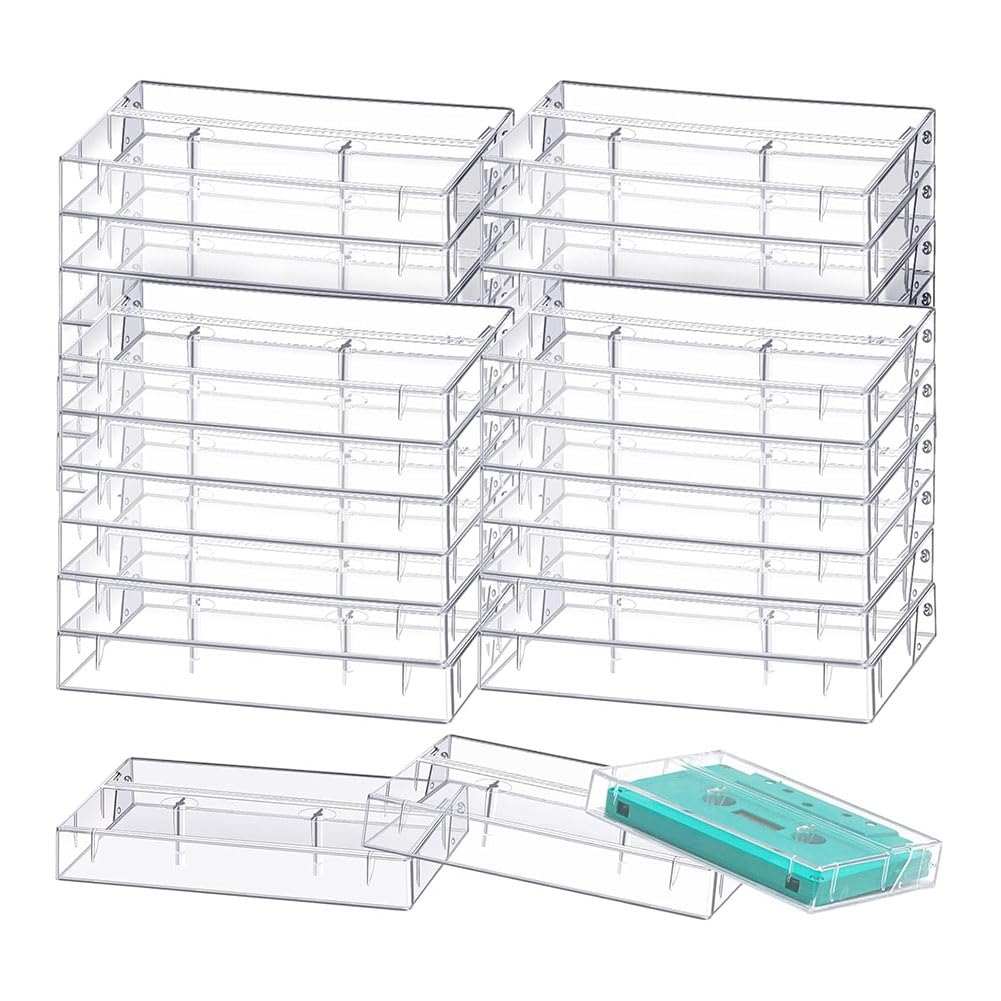 per cassette – Plastica trasparente – Soluzione di stoccaggio per 20 pezzi, 4,28 L X 2,75 L X 0,6 H – Cassette audio