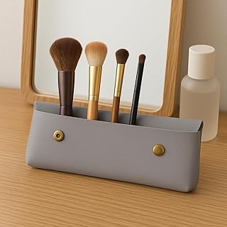 Soporte de cuero para brochas de maquillaje, ...