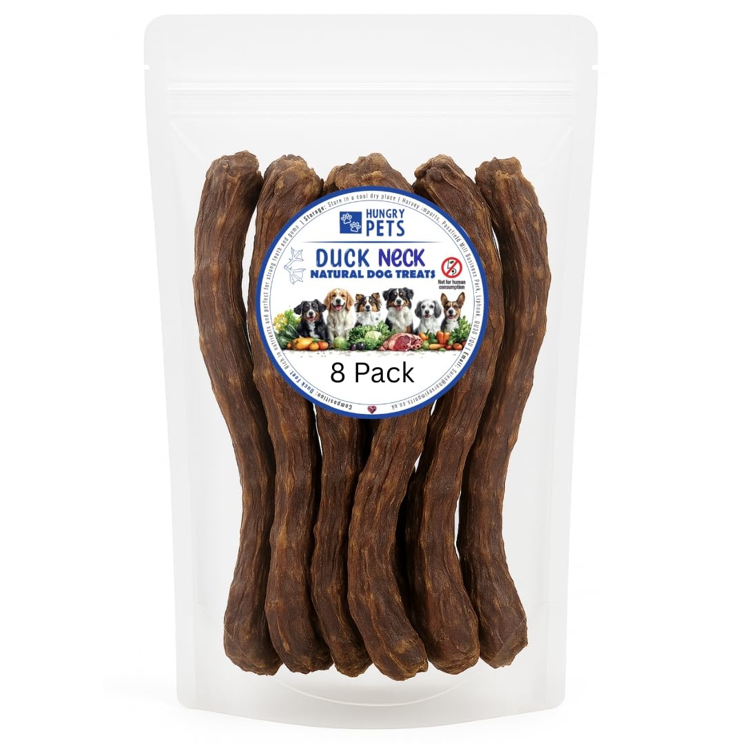 Hungry Pets Duck Necks 8 Pack – Natural Dog Treats Chews, Grain Free, High Protein